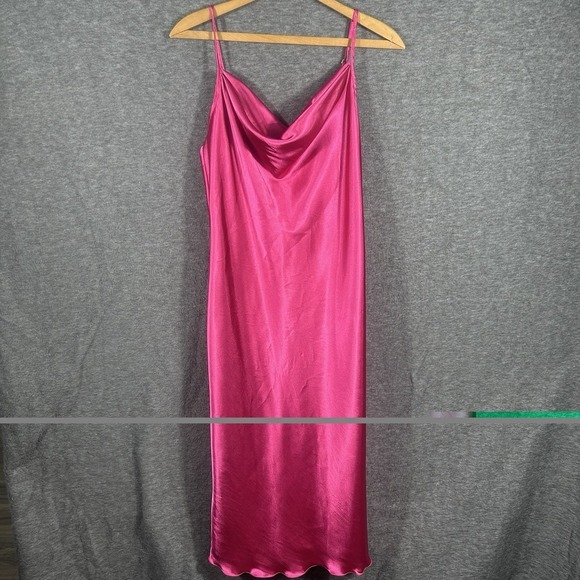 Vintage 90s Y2K Bebe Slip Dress Midi Satin Pink Size S Drape Neck Sexy Date - Picture 4 of 8